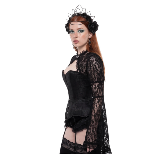 close-up of Gothic Lace Collar Crop Top, alt