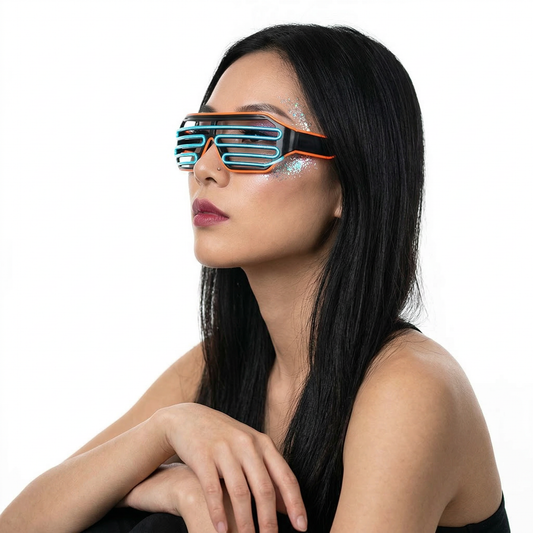 alternate angle of Neon Glow Party Glasses, festival fashion