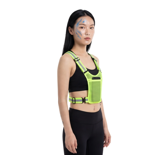 close-up of Reflective Glow Vest, retrofuture