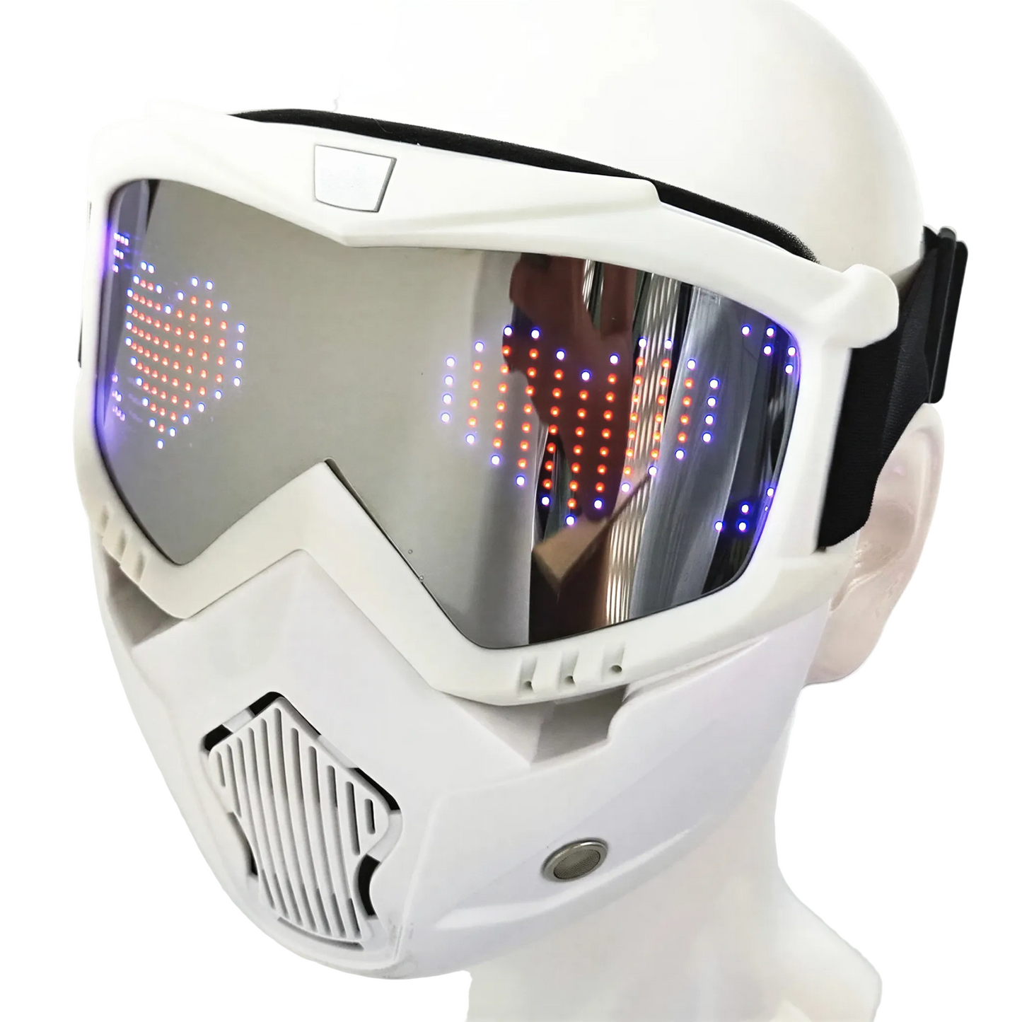 styling shot of App-Controlled LED Matrix Glasses, cyberpunk