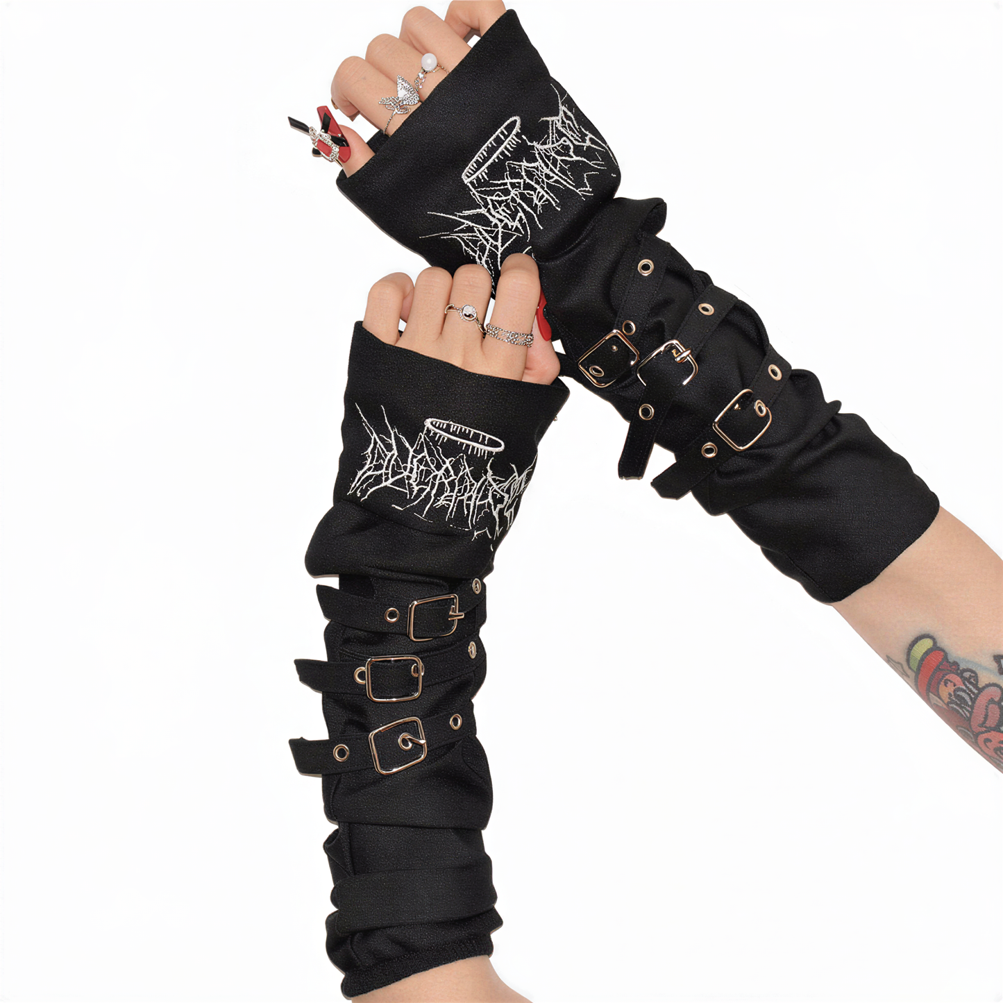 Dark Punk Buckle Arm Sleeves — alt from Technodystopop