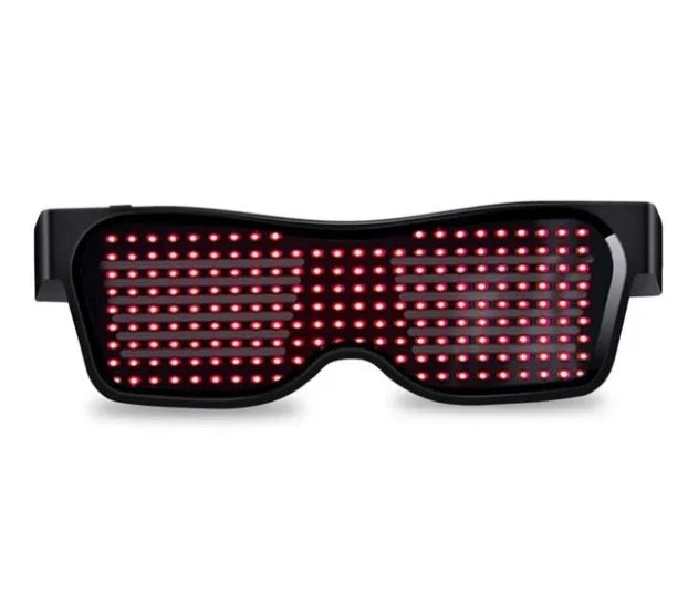 Scrolling LED Display Glasses in Red Light — retrofuture