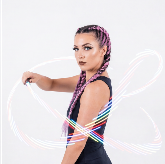 close-up of LED Ribbon Dance Streamer, retrofuture