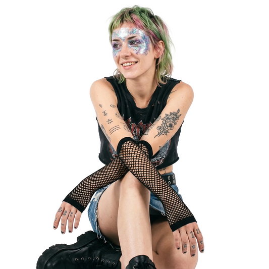 Neon Fishnet Arm Sleeves — cyberpunk from Technodystopop