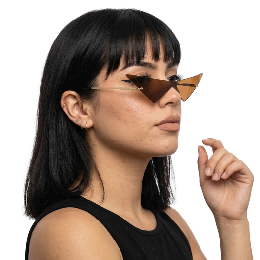 close-up of Triangle Point Glasses, cyberpunk