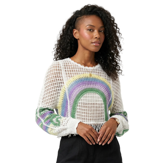 Rainbow Crochet Sheer Top — festival fashion from Technodystopop