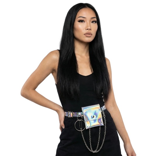 Holographic Chain Belt Bag — festival fashion from Technodystopop