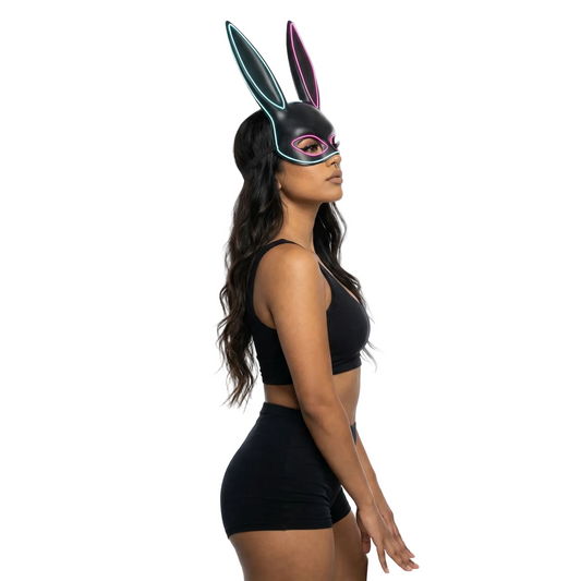 close-up of LED Bunny Ear Mask, festival fashion