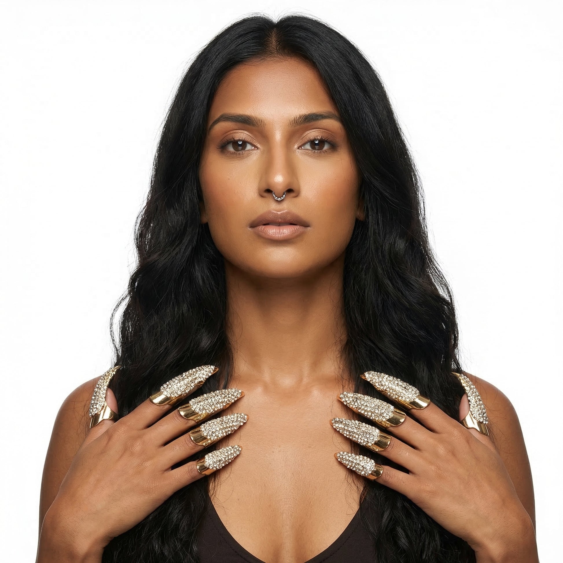Crystal Claw Nail Rings — festival fashion from Technodystopop