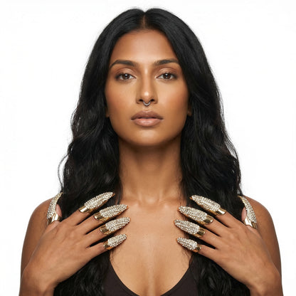 Crystal Claw Nail Rings — festival fashion from Technodystopop