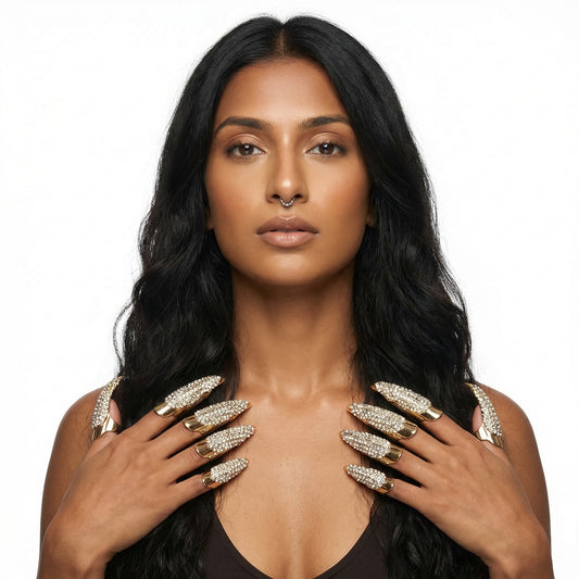 Crystal Claw Nail Rings — festival fashion from Technodystopop