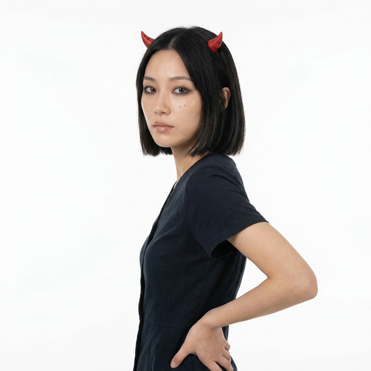 close-up of Mini Demon Horn Hair Clips, festival fashion