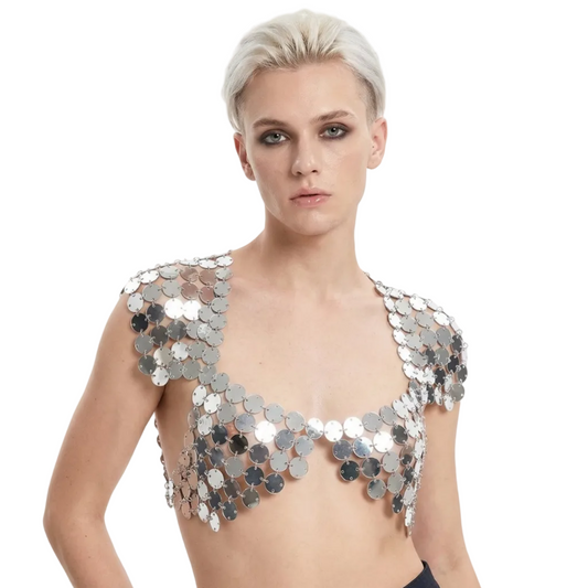 Sequin Mesh Crop Top — festival fashion from Technodystopop