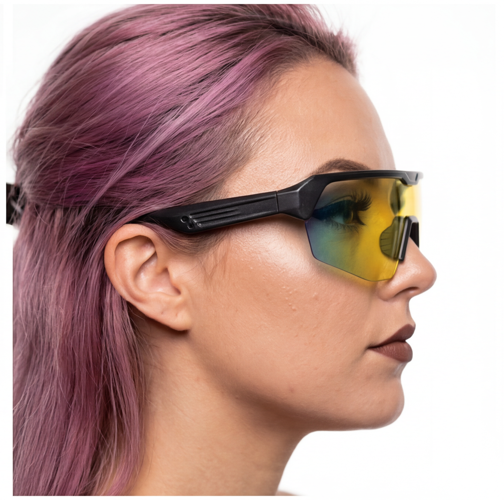 close-up of Bluetooth Audio Smart Glasses, cyberpunk