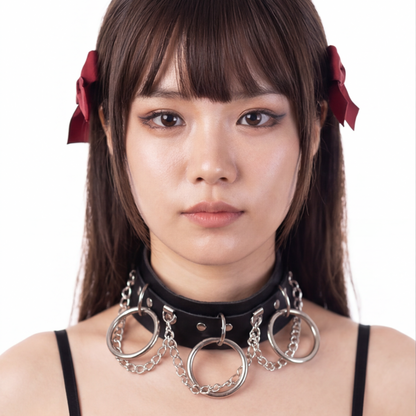 alternate angle of Punk Heart Lock Choker, cyberpunk