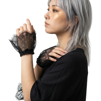 alternate angle of Lace Flounce Wrist Cuffs, festival fashion