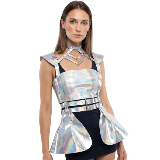 Holographic Suspender Dress — festival fashion from Technodystopop