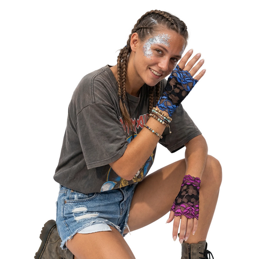 close-up of Lace Fingerless Gloves, retrofuture
