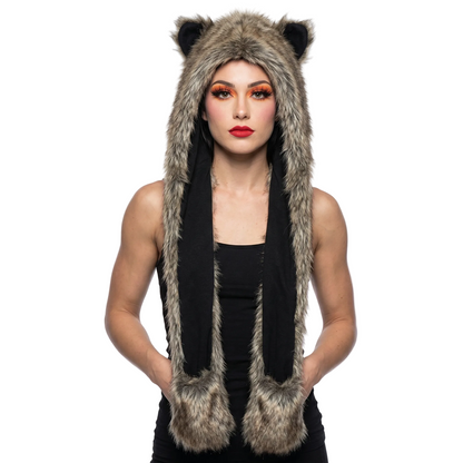 3-in-1 Faux Fur Animal Hood in Wolf — retrofuture