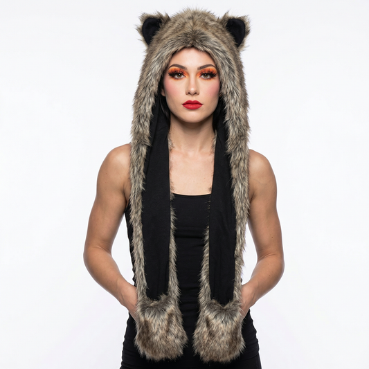 3-in-1 Faux Fur Animal Hood