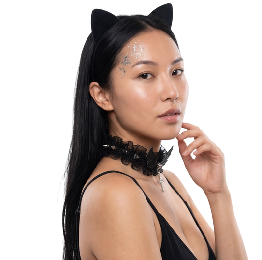 Lace Rivet Wide Choker — retrofuture from Technodystopop