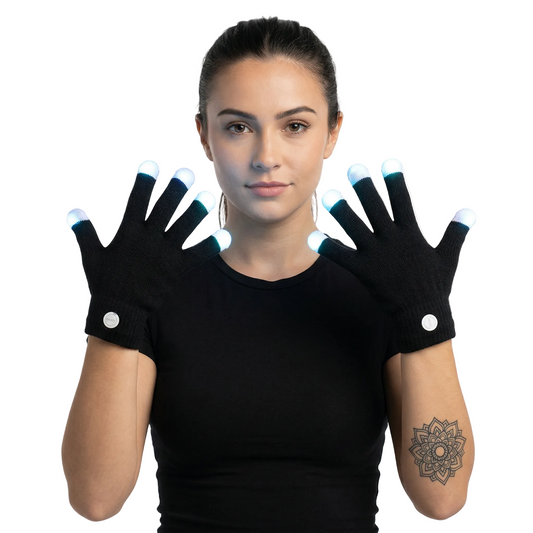 close-up of LED Rave Flashing Gloves, alt