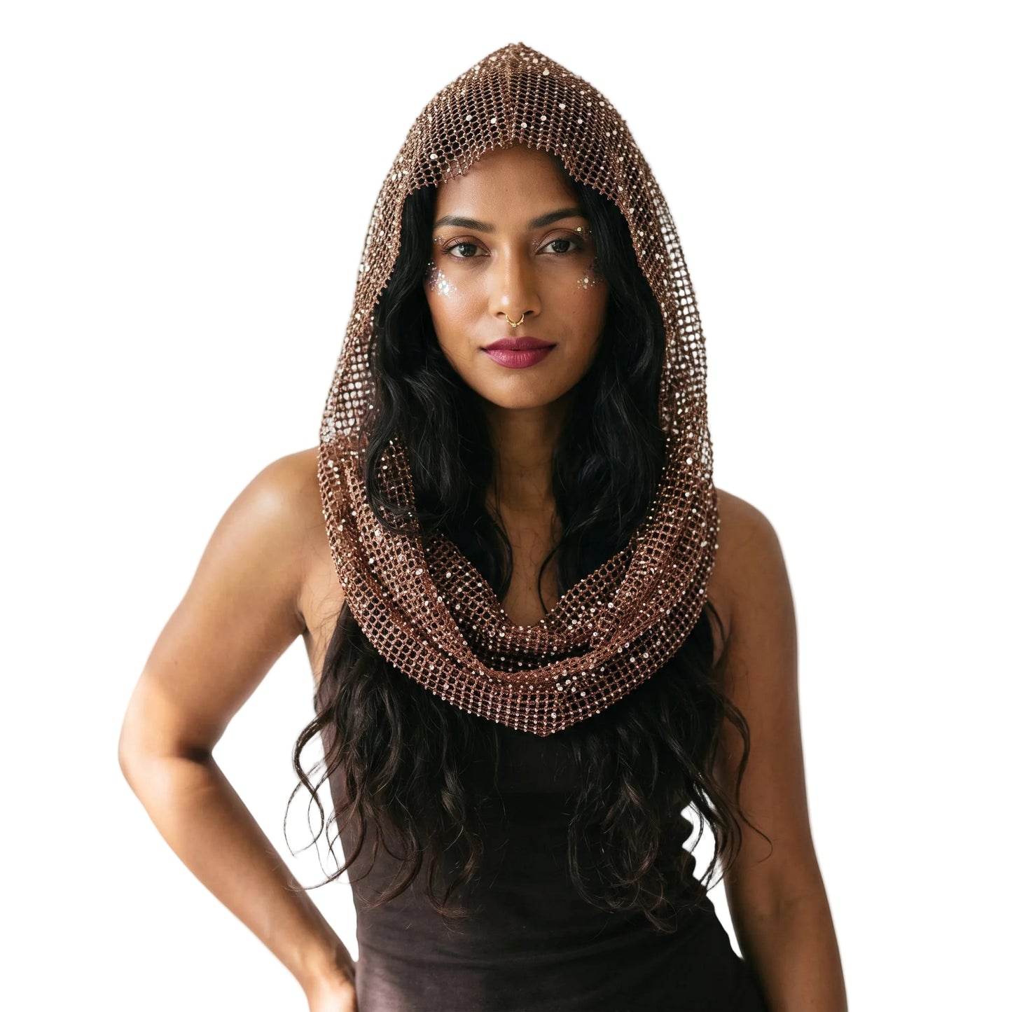 Mesh Cowl Hood - Brown