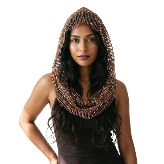 Mesh Cowl Hood - Brown