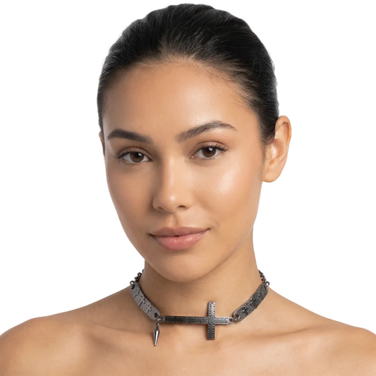 Grunge Silver Chain Choker — alt from Technodystopop