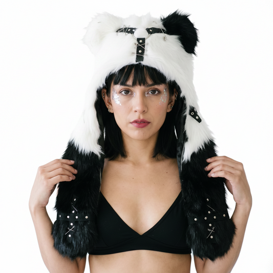 Alt 3-in-1 Fluffy Goth Hood - Panda