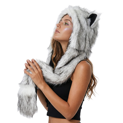 3-in-1 Faux Fur Animal Hood in Husky — retrofuture