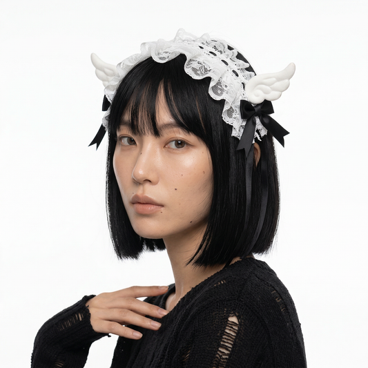 Gothic Lace Headband — festival fashion from Technodystopop