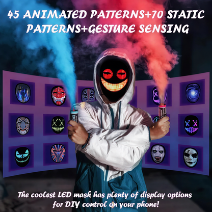 alternate angle of App-Controlled LED Face Mask, cyberpunk
