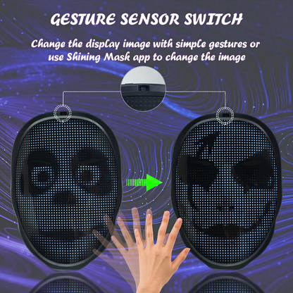styling shot of App-Controlled LED Face Mask, cyberpunk