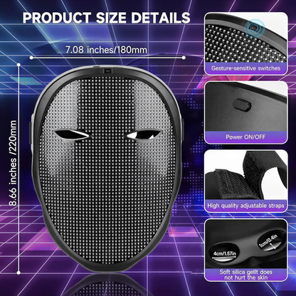 product shot of App-Controlled LED Face Mask, cyberpunk