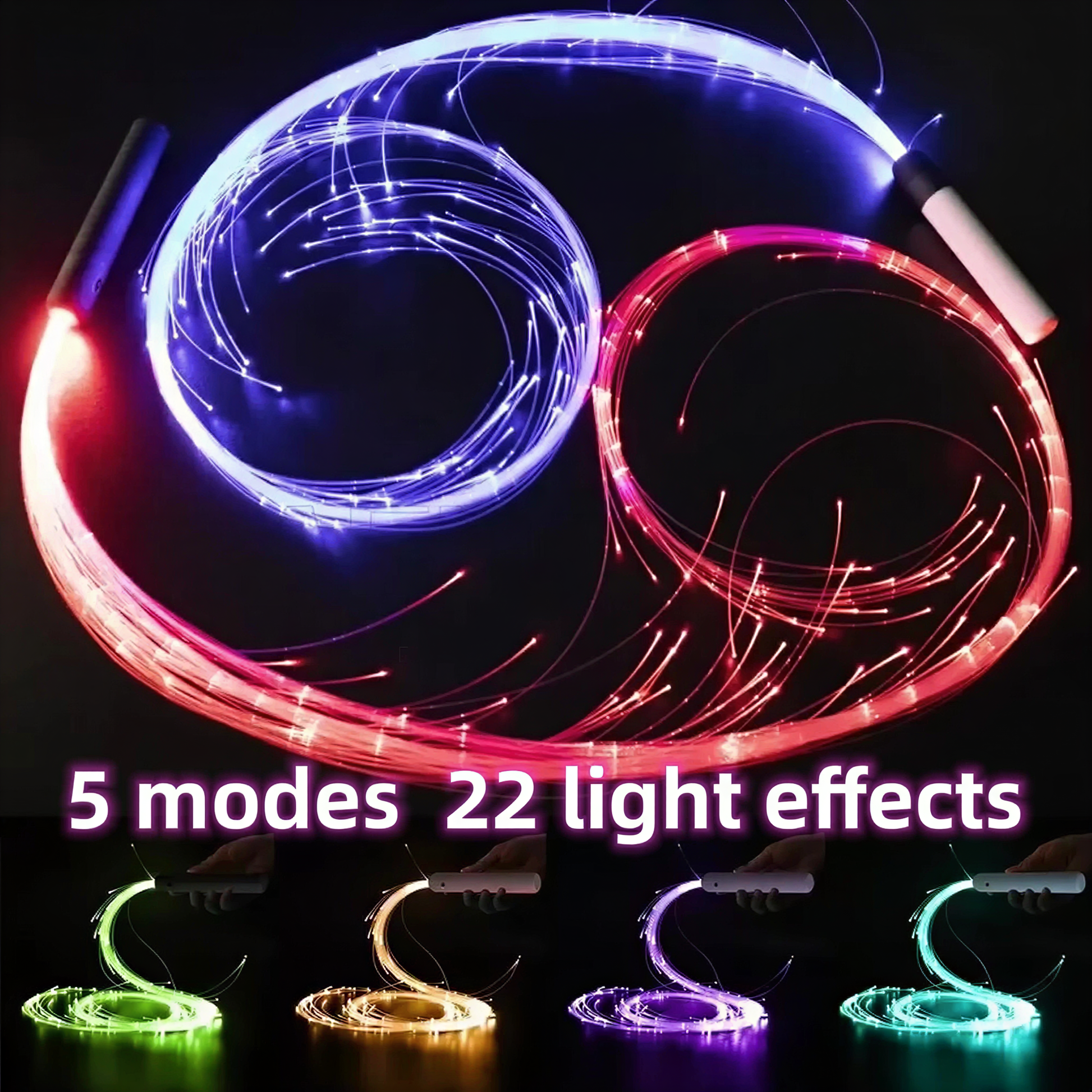 lifestyle shot of 7-Color Swivel Glow Whip, retrofuture