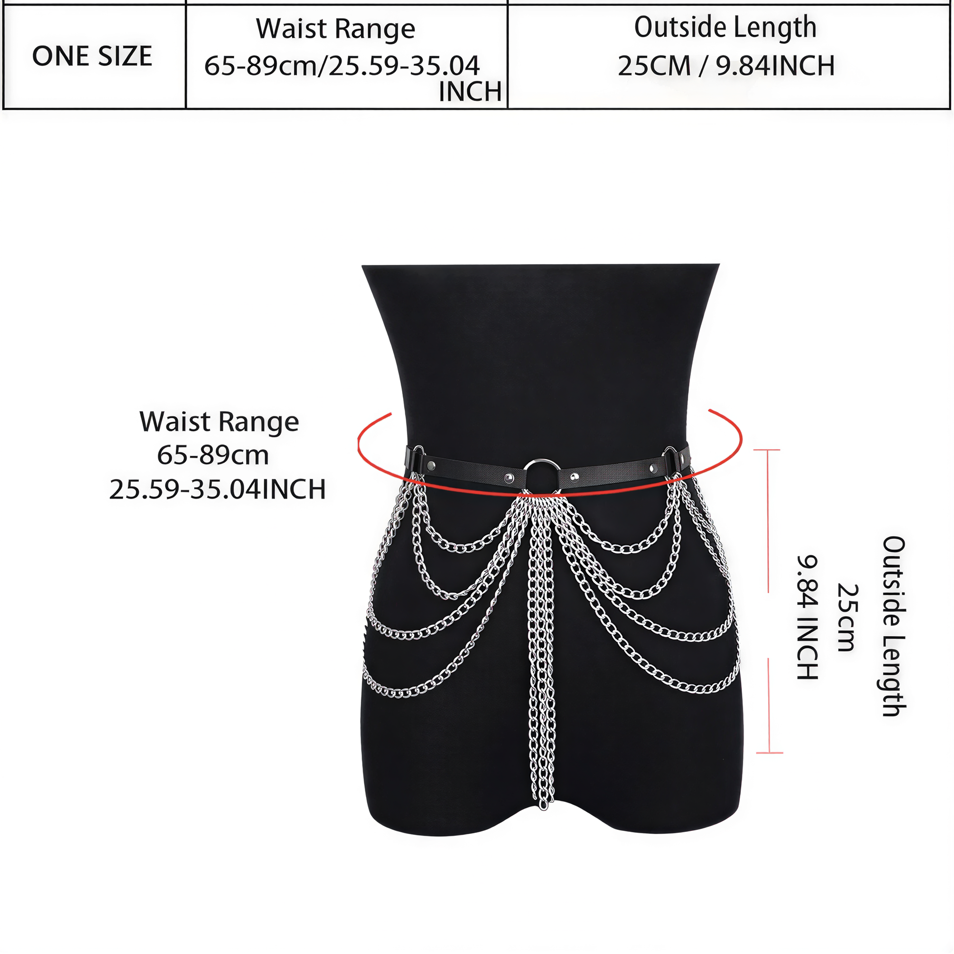 styling shot of Belly Waist Chain Harness, retrofuture