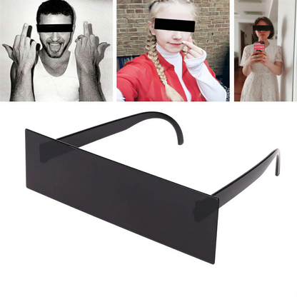 lifestyle shot of Censored Sunglasses, cyberpunk