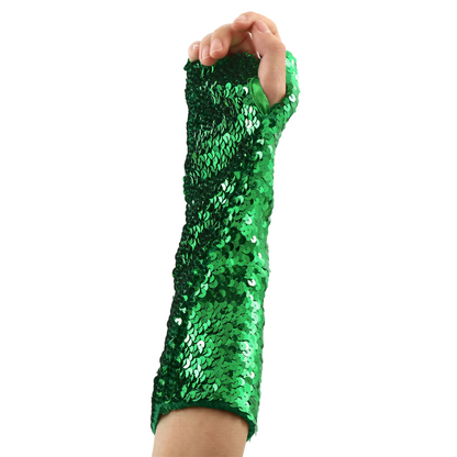 alternate angle of Glitter Sequin Gloves, cyberpunk