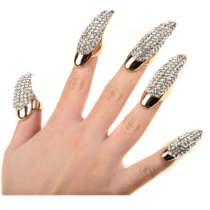 alternate angle of Crystal Claw Nail Rings, festival fashion