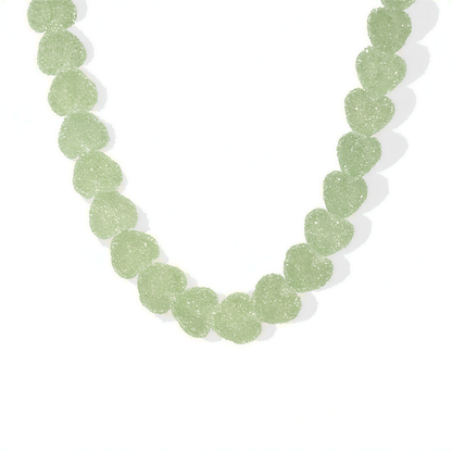 Candy Heart Resin Necklace in Light Green — alt