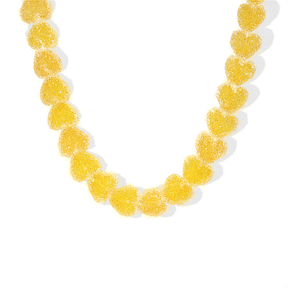 Candy Heart Resin Necklace in Yellow — alt