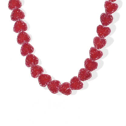 Candy Heart Resin Necklace in Red — alt