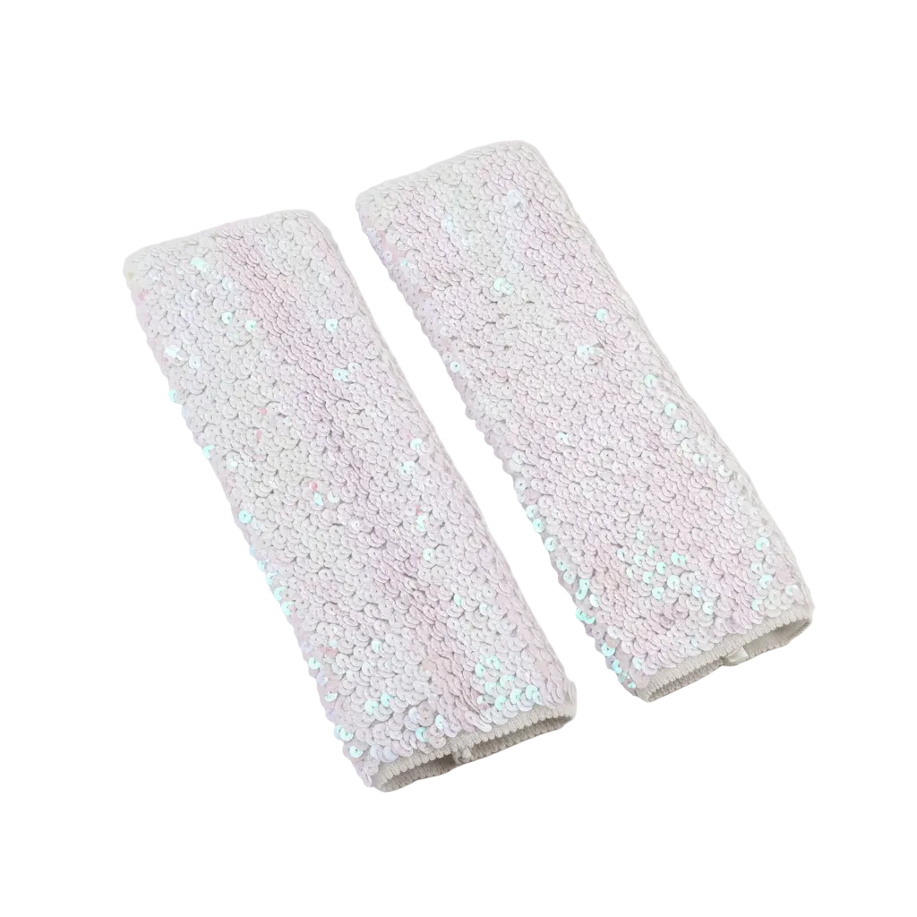 Glitter Sequin Gloves in White — alt
