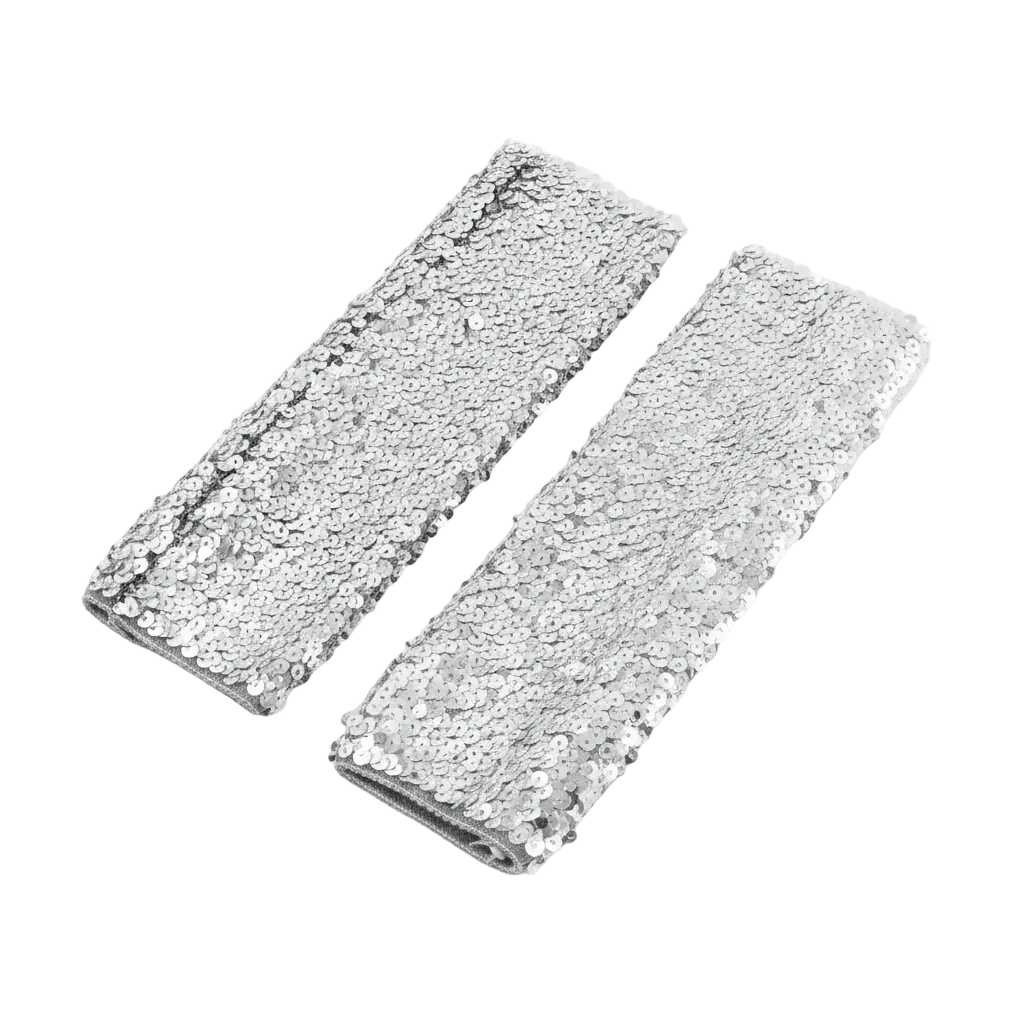 Glitter Sequin Gloves in Silvery — alt