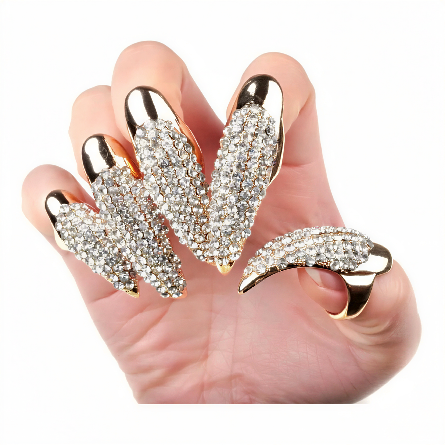 Crystal Claw Nail Rings in Gold — festival fashion