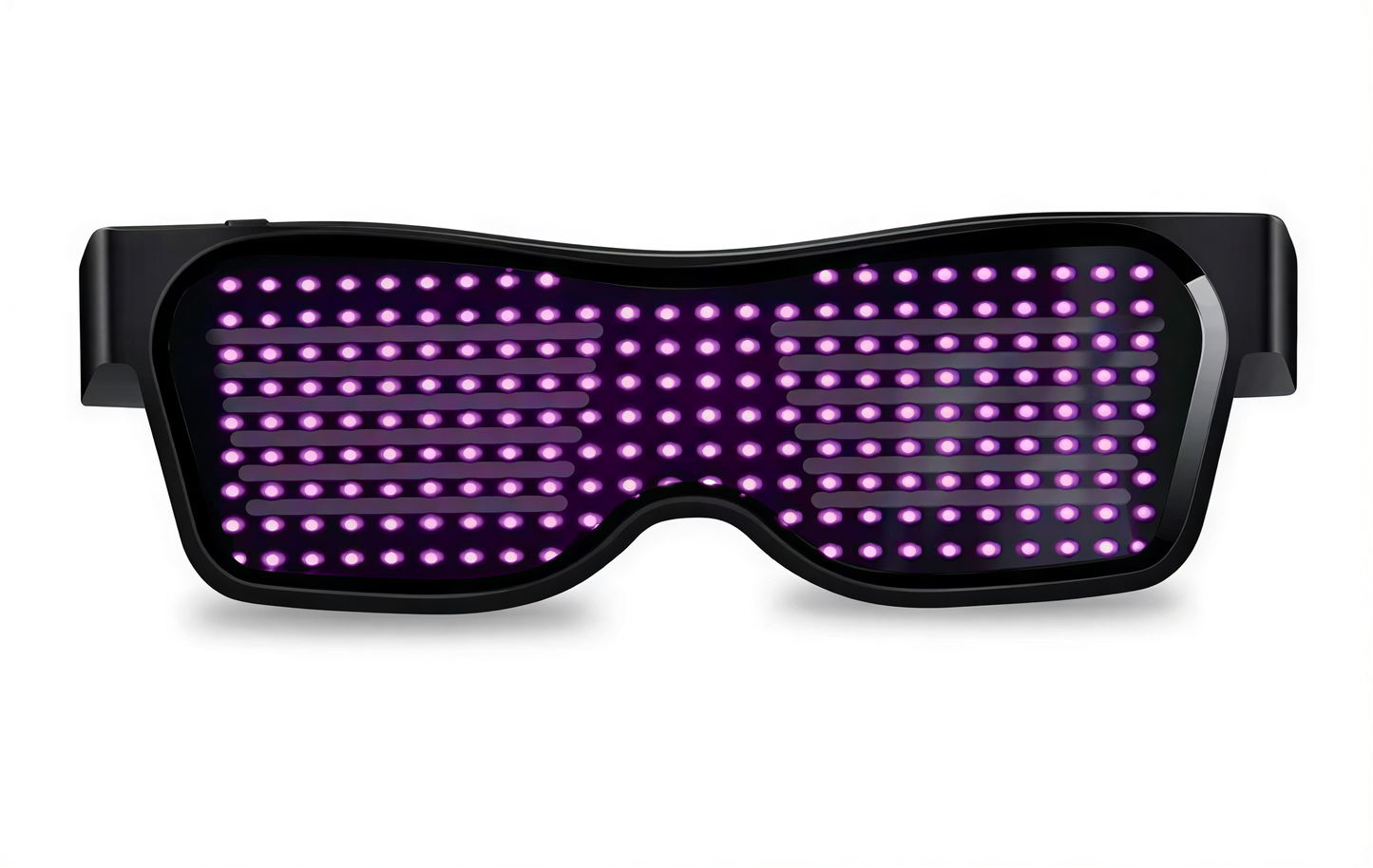 Scrolling LED Display Glasses in Pink Light — cyberpunk