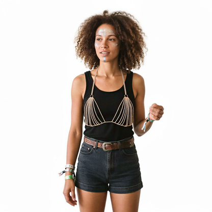 Crystal Mesh Body Chain Bra — retrofuture from Technodystopop