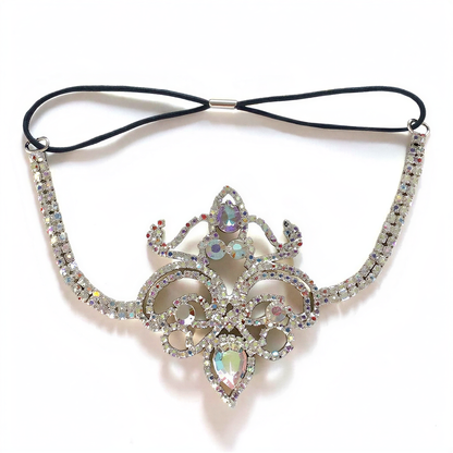 Crystal Thigh Chain in Silver — cyberpunk