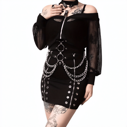 Festival Body Chain Harness in Neutral — cyberpunk